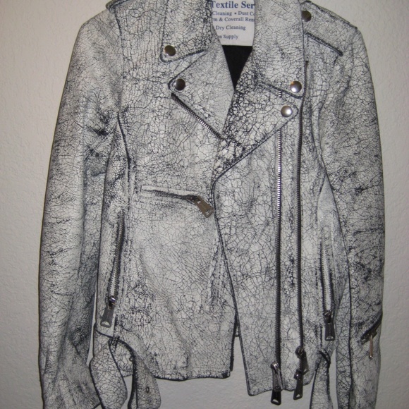 R13 Cracked White Leather Jacket Size XS/S - Picture 3 of 8